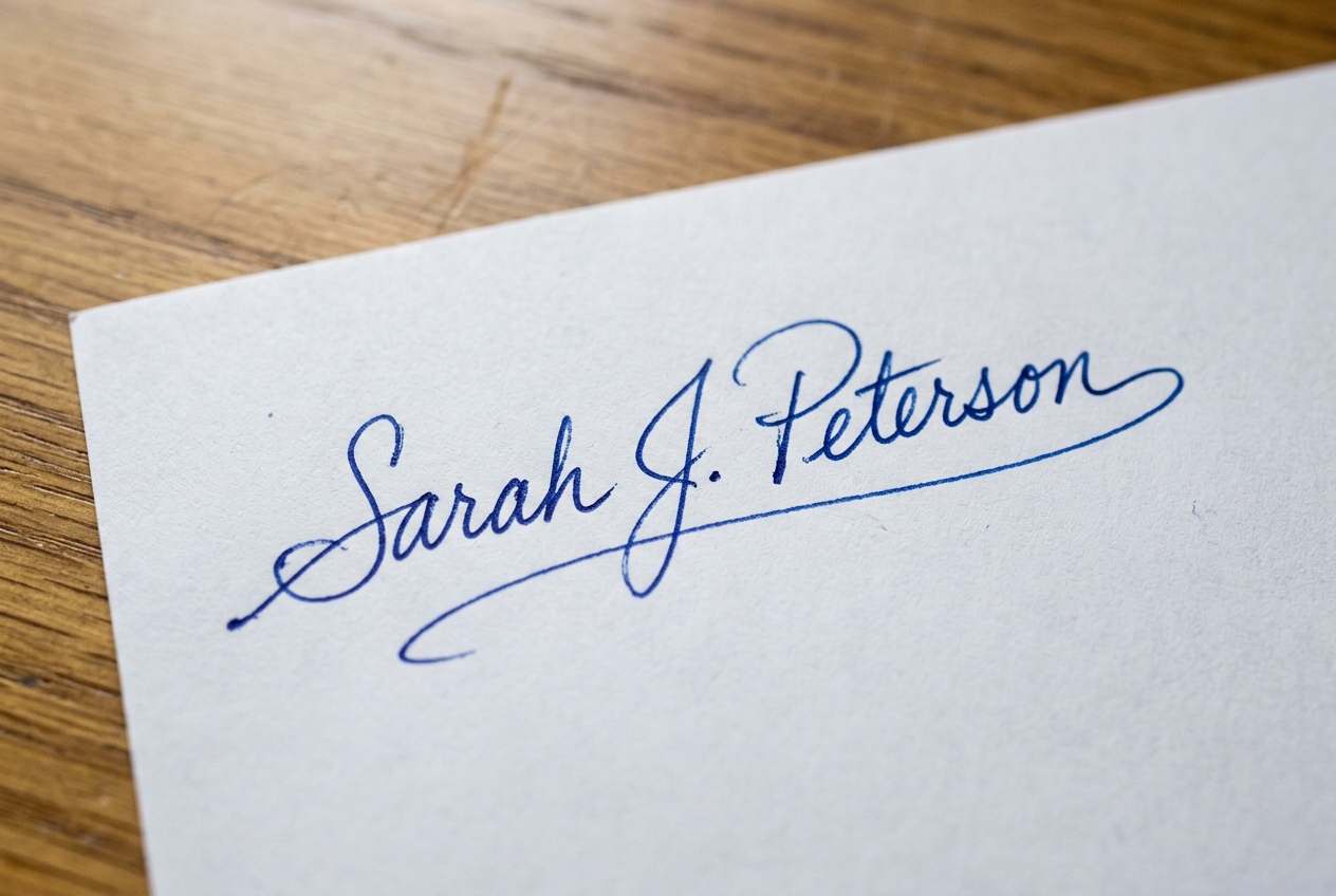 Blue ballpoint signature sample